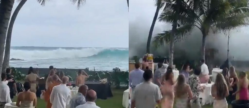 Olas gigantes irrumpieron en boda