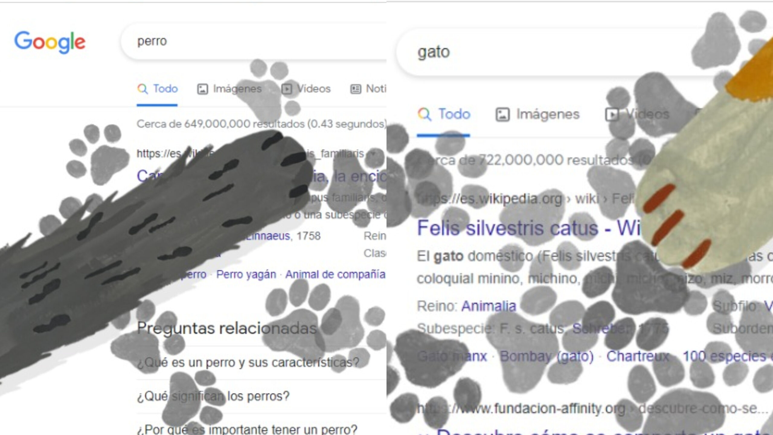 Si buscas las palabras “perro” o “gato” en Google podrás llenar tu pantalla con patitas y huellitas de estos animales. Te explicamos cómo  