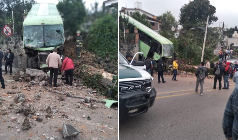 VIDEO: Microbús se impacta en la México-Cuernavaca; hay 10 lesionados