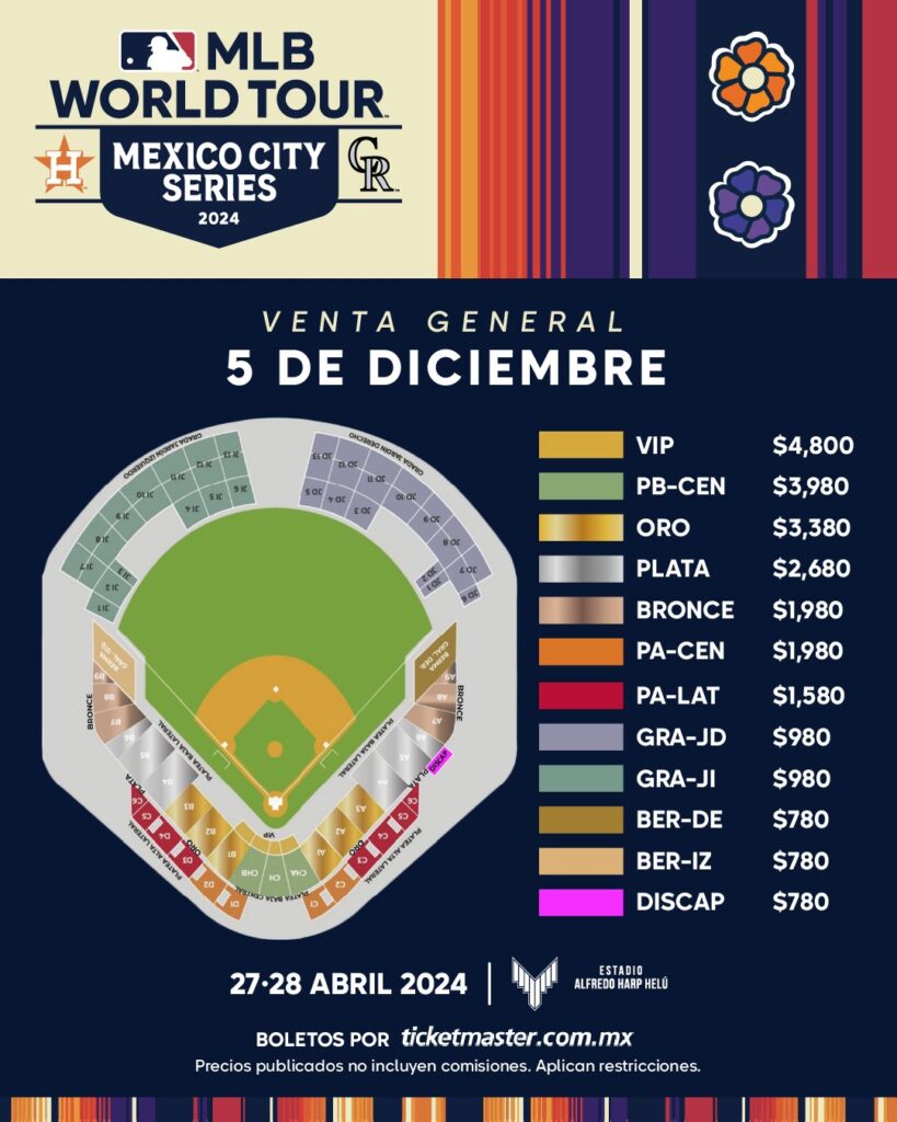 MLB México 2024 Fecha y precios de la venta de boletos del Astros vs
