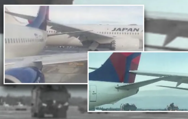 Choca avión de Japan Airlines en aeropuerto de Seattle, Estados Unidos